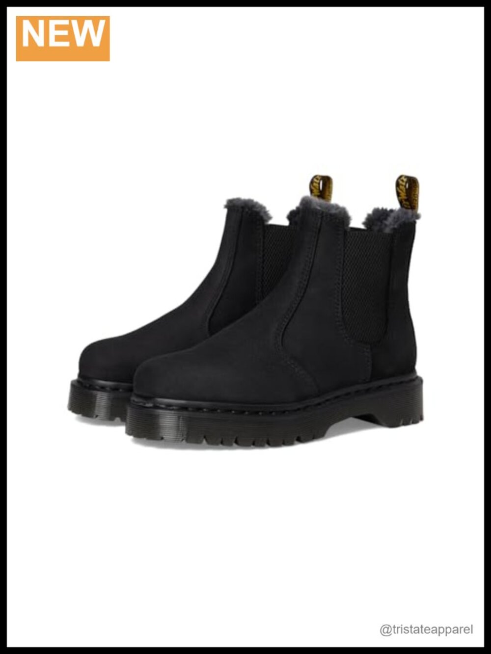 Water-resistant Milled Nubuck Leather Chelsea Boot with Faux Fur Lining,